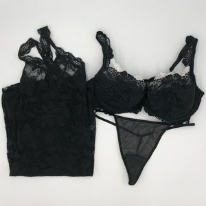 Victoria Secret Vintage Lace Slip & Bra Panty 34D